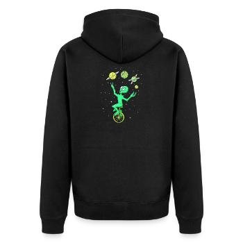 Alien Jongleur Jonglieren Zirkus Einrad fahren - Unisex Premium Bio Zip Hoodie - Schwarz - Hinten - Nico (187cm)