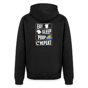 Eat Sleep Poop poop shit repeat - Unisex Premium Organic Zip Hoodie - black - Back - Nico (187cm)