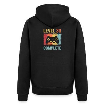 Niveau 30 Terminer le 30e anniversaire de 30 ans - Veste à capuche bio Premium Unisexe - noir - Dos - Nico (187cm)
