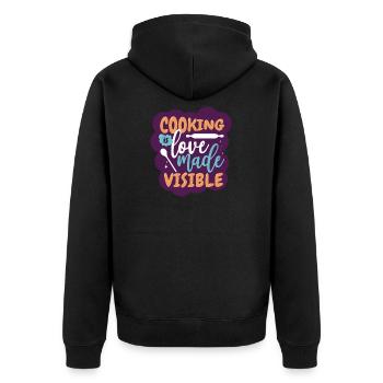 Kochen ist sichtbare Liebe Geschenk Köchin - Unisex Premium Bio Zip Hoodie - Schwarz - Hinten - Nico (187cm)