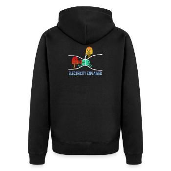 electricity explained Elektrik Ohm Volt Geschenk - Unisex Premium Bio Zip Hoodie - Schwarz - Hinten - Nico (187cm)