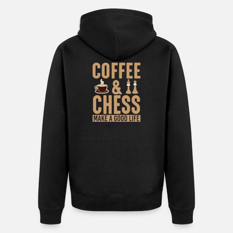 Café et échecs - Veste à capuche bio Premium Unisexe - noir