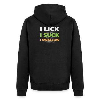 lécher sucer avaler - Veste à capuche bio Premium Unisexe - noir - Dos - Nico (187cm)
