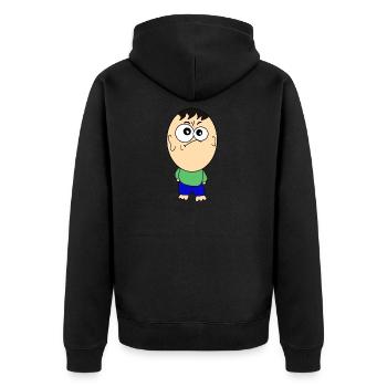 Lustige Bilder mit riesen Kopf - Unisex Premium Bio Zip Hoodie - Schwarz - Hinten - Nico (187cm)