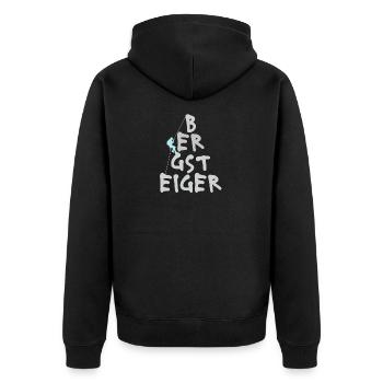 Bergsteiger bergsteigen in den Bergen - Unisex Premium Bio Zip Hoodie - Schwarz - Hinten - Nico (187cm)