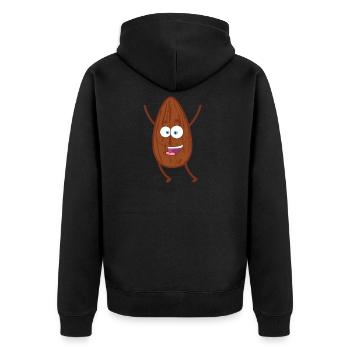 Noix d'amande souriant heureux - Veste à capuche bio Premium Unisexe - noir - Dos - Nico (187cm)