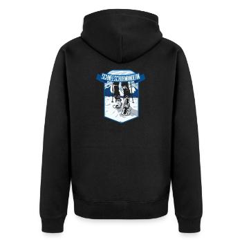 Schneeschuhwandern Wanderung Schnee Geschenk - Unisex Premium Bio Zip Hoodie - Schwarz - Hinten - Nico (187cm)