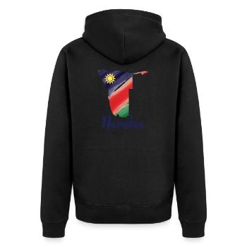 Namibia - Afrika - Unisex Premium Bio Zip Hoodie - Schwarz - Hinten - Nico (187cm)
