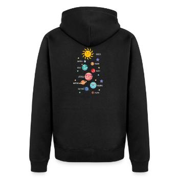 Planètes du système solaire noms astronomie allemand - Veste à capuche bio Premium Unisexe - noir - Dos - Nico (187cm)