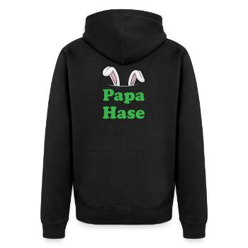 Ostern Osterhase Dad Eiersuche - Unisex Premium Bio Zip Hoodie - Schwarz - Hinten - Nico (187cm)