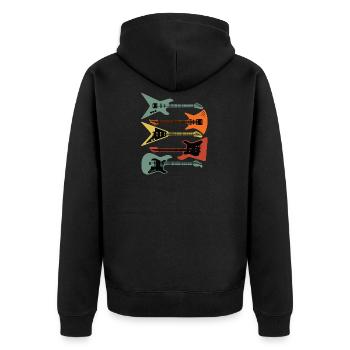 Retro E-Gitarren Vintage-Stil - Unisex Premium Bio Zip Hoodie - Schwarz - Hinten - Nico (187cm)
