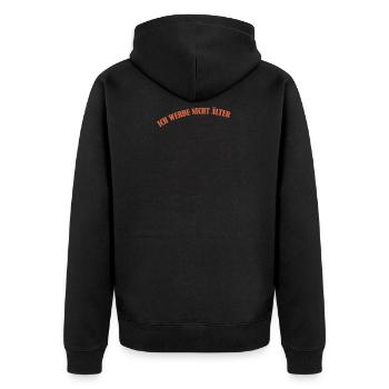 Älter werden - Unisex Premium Bio Zip Hoodie - Schwarz - Hinten - Nico (187cm)
