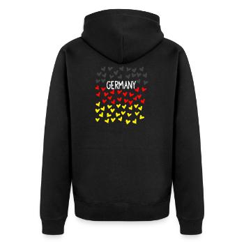 fussball fussball deutschland fussballmannschaft - Unisex Premium Bio Zip Hoodie - Schwarz - Hinten - Nico (187cm)