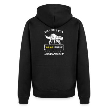 Mama-Saurus-Muttertag - Unisex Premium Bio Zip Hoodie - Schwarz - Hinten - Nico (187cm)
