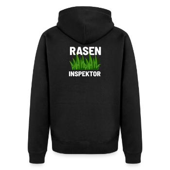 Raseninspektor Rasenmähen - Unisex Premium Bio Zip Hoodie - Schwarz - Hinten - Nico (187cm)