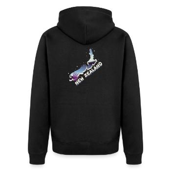 Neuseeland - Unisex Premium Bio Zip Hoodie - Schwarz - Hinten - Nico (187cm)