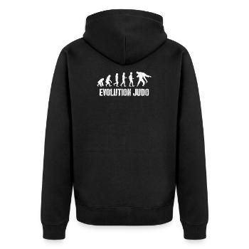 Judo Judoka Evolution Selbstverteidigung Vintage - Unisex Premium Bio Zip Hoodie - Schwarz - Hinten - Nico (187cm)