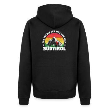 Skifahren Berge Südtirol Wandern Geschenk Alpen - Unisex Premium Bio Zip Hoodie - Schwarz - Hinten - Nico (187cm)