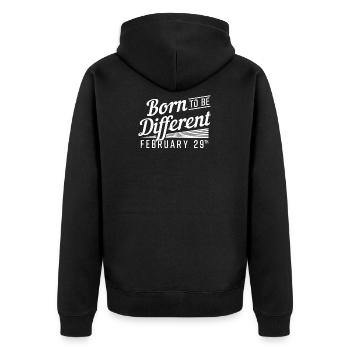 Né pour être différent - 29 février - Veste à capuche bio Premium Unisexe - noir - Dos - Nico (187cm)