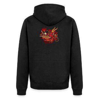 Ramen Drache Japan - Unisex Premium Bio Zip Hoodie - Schwarz - Hinten - Nico (187cm)
