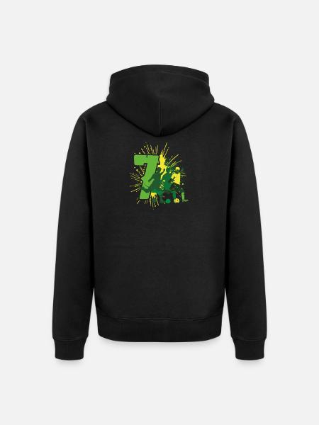 Fußball 7. Geburtstag 7 Jahre - Unisex Premium Bio Zip Hoodie - Schwarz