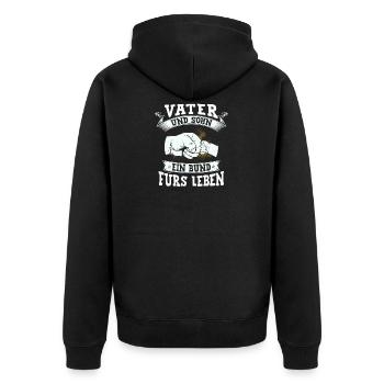 Vater und Sohn Ein Bund Fürs Leben - Unisex Premium Bio Zip Hoodie - Schwarz - Hinten - Nico (187cm)
