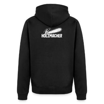 Holzmacher Holzfäller Waldarbeiter Forstwirt Holz - Unisex Premium Bio Zip Hoodie - Schwarz - Hinten - Nico (187cm)