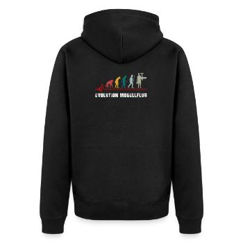 Modèle vol évolution rétro vintage cadeau - Veste à capuche bio Premium Unisexe - noir - Dos - Nico (187cm)
