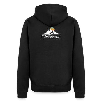#Wandern Wanderer Wanderung Wanderin Wander - Unisex Premium Bio Zip Hoodie - Schwarz - Hinten - Nico (187cm)