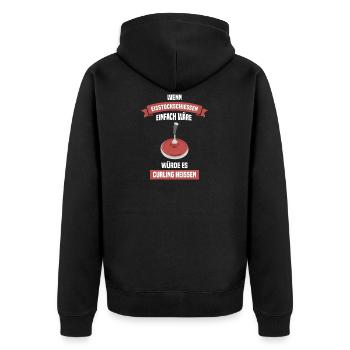 Eisstockschiessen Stockschütze Eisstock Curling - Unisex Premium Bio Zip Hoodie - Schwarz - Hinten - Nico (187cm)