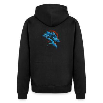 Fuchs Fox klettert auf den Baum Tree Geschenk - Unisex Premium Bio Zip Hoodie - Schwarz - Hinten - Nico (187cm)