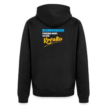 Heizungsbauer Berufe Heizungsbau Installateur - Unisex Premium Bio Zip Hoodie - Schwarz - Hinten - Nico (187cm)