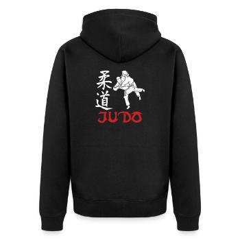 Judo Martial Arts - Unisex Premium Organic Zip Hoodie - black - Back - Nico (187cm)