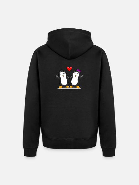 Pinguin Paar - Unisex Premium Bio Zip Hoodie - Schwarz