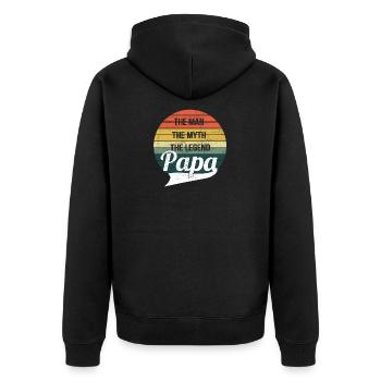 The Man The Myth The Legend Papa - Unisex Premium Bio Zip Hoodie - Schwarz - Hinten - Nico (187cm)