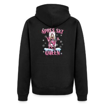 Apres Ski Queen Skihäschen & Apres Ski Geschenke - Unisex Premium Bio Zip Hoodie - Schwarz - Hinten - Nico (187cm)