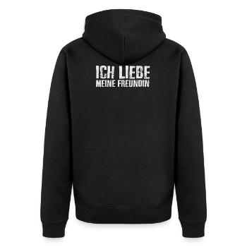 Paare - Ich liebe meine Freundin - Unisex Premium Bio Zip Hoodie - Schwarz - Hinten - Nico (187cm)