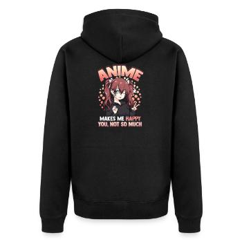Anime me rend heureux vous pas tellement Pun Kawaii - Veste à capuche bio Premium Unisexe - noir - Dos - Nico (187cm)