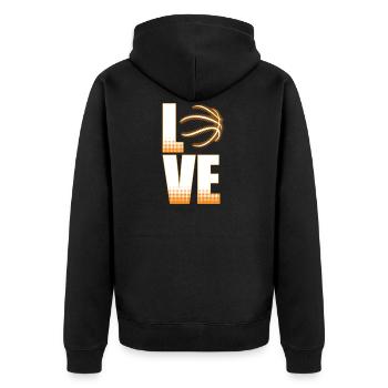 Basketball Liebe - Unisex Premium Bio Zip Hoodie - Schwarz - Hinten - Nico (187cm)