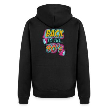 Tenue des années 90 | Back to the 90s Oldschool Retr - Veste à capuche bio Premium Unisexe - noir - Dos - Nico (187cm)