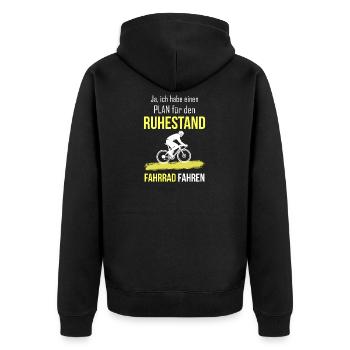 Rentner 2020 Ruhestand Rente Fahrrad fahren - Unisex Premium Bio Zip Hoodie - Schwarz - Hinten - Nico (187cm)