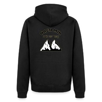Berg Nach mir ruft der Berg - Unisex Premium Bio Zip Hoodie - Schwarz - Hinten - Nico (187cm)