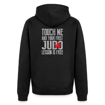 Touchez-moi et votre première leçon de judo est gratuite - Veste à capuche bio Premium Unisexe - noir - Dos - Nico (187cm)