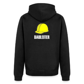 Bauleiter - Unisex Premium Bio Zip Hoodie - Schwarz - Hinten - Nico (187cm)