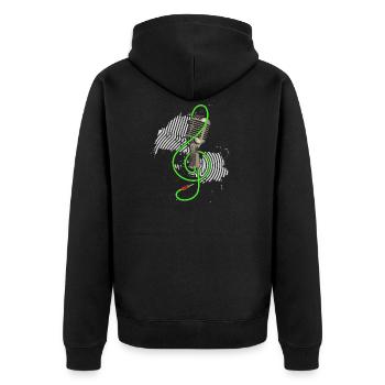 Retro Mikrofon Vintage Karaoke Sänger Podcast DJ - Unisex Premium Bio Zip Hoodie - Schwarz - Hinten - Nico (187cm)