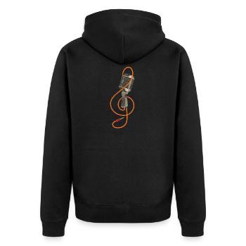 Retro Mikrofon Vintage Karaoke Sänger DJ Geschenk - Unisex Premium Bio Zip Hoodie - Schwarz - Hinten - Nico (187cm)