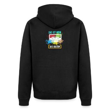 80s Kostüm - 80er Jahre, Verkleidung - Unisex Premium Bio Zip Hoodie - Schwarz - Hinten - Nico (187cm)