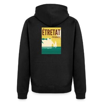 Etretat - Frankreich - Unisex Premium Bio Zip Hoodie - Schwarz - Hinten - Nico (187cm)