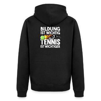 Tennis Tennisspieler Tennisschläger Trainer - Unisex Premium Bio Zip Hoodie - Schwarz - Hinten - Nico (187cm)