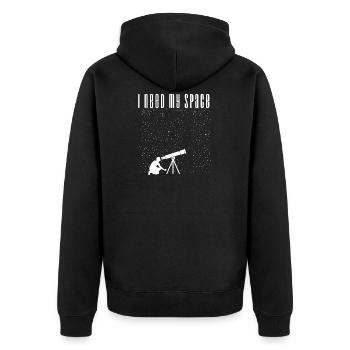 I need My Space future astronaut Shirt - Unisex Premium Bio Zip Hoodie - Schwarz - Hinten - Nico (187cm)